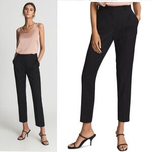 REISS Navy Hayes Slim Leg Wool Blend Tailored Trousers Size 6